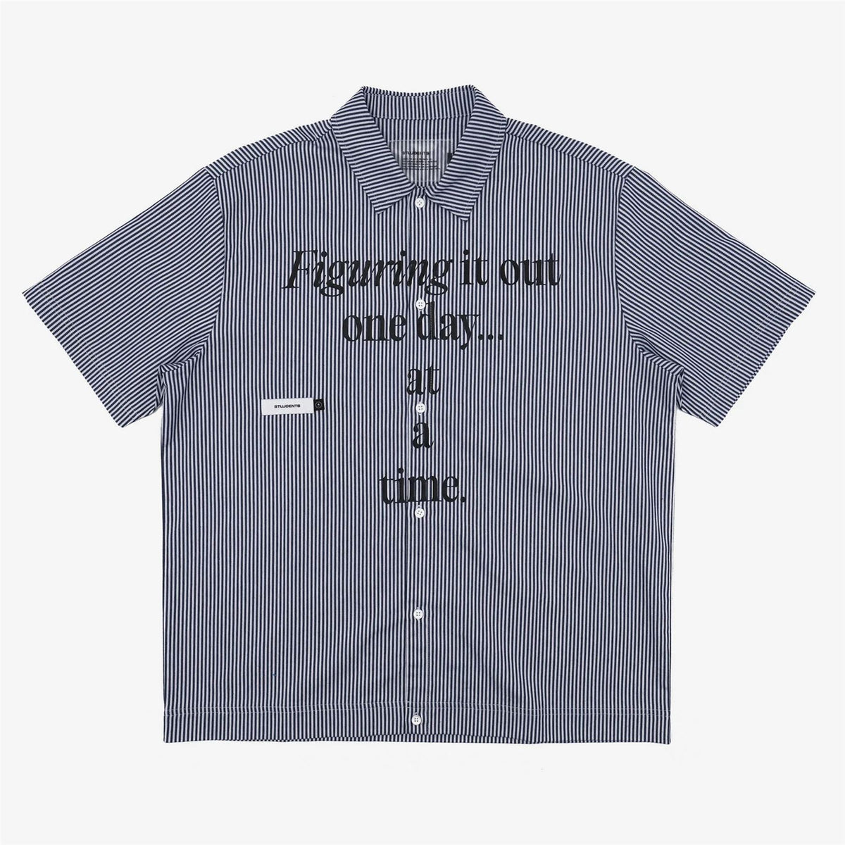 Reymon Stripe Oxford Button Up Shirt Navy