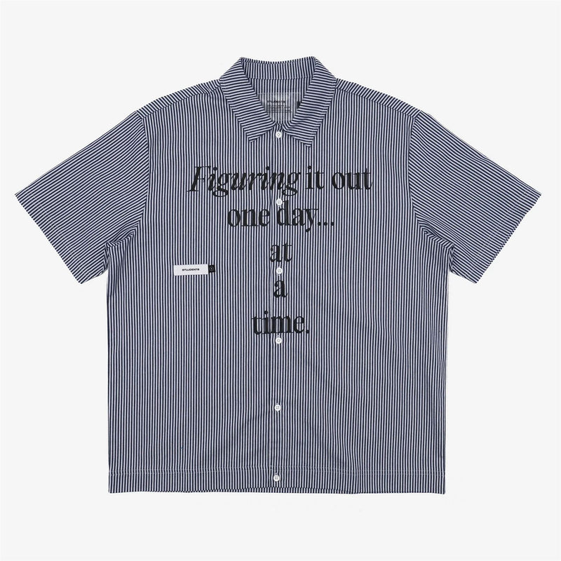 Reymon Stripe Oxford Button Up Shirt Navy