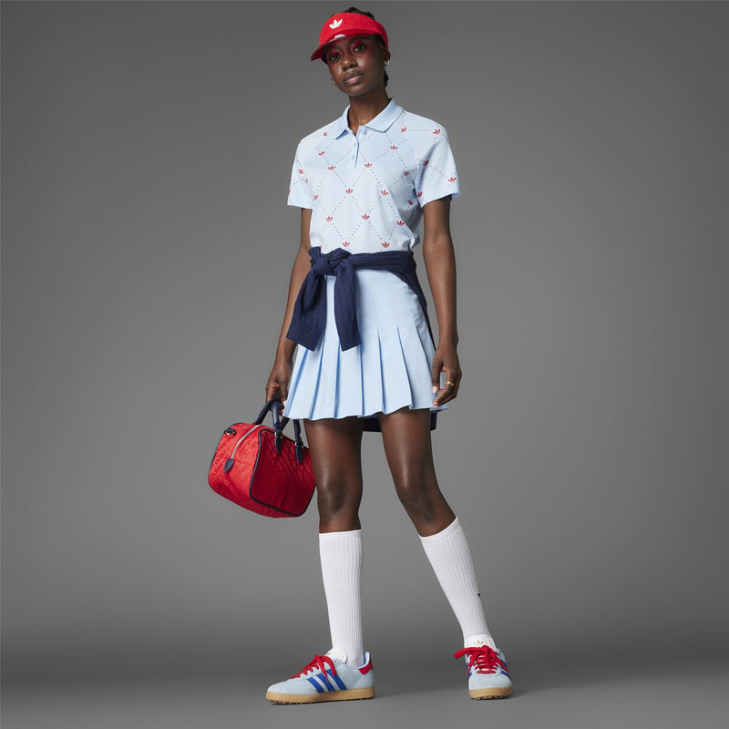 Womens Printed Trefoil Polo Clear Sky/Better Scarlet