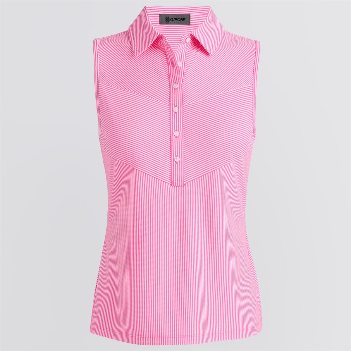 Womens Paneled Stripe Tech Pique SL Polo Knockout Pink