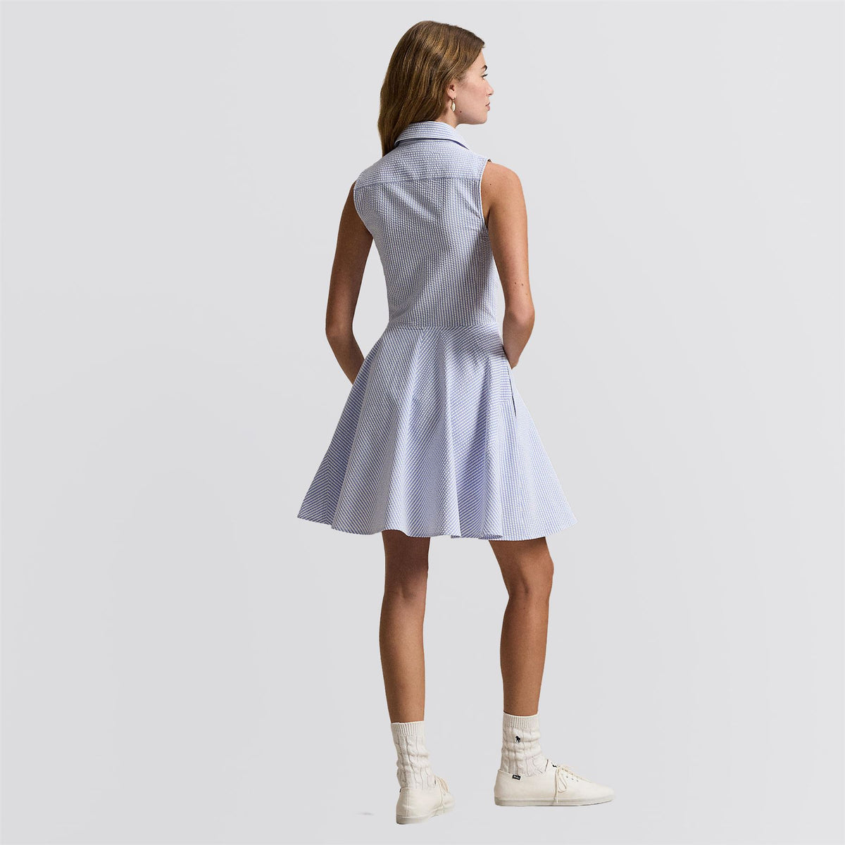 RLX Womens Seersucker SL Shirt Dress Blue Mist/Ceramic White