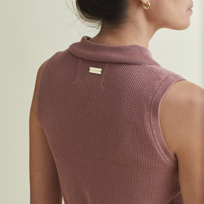 Womens Crochet Sleeveless Top Mauve