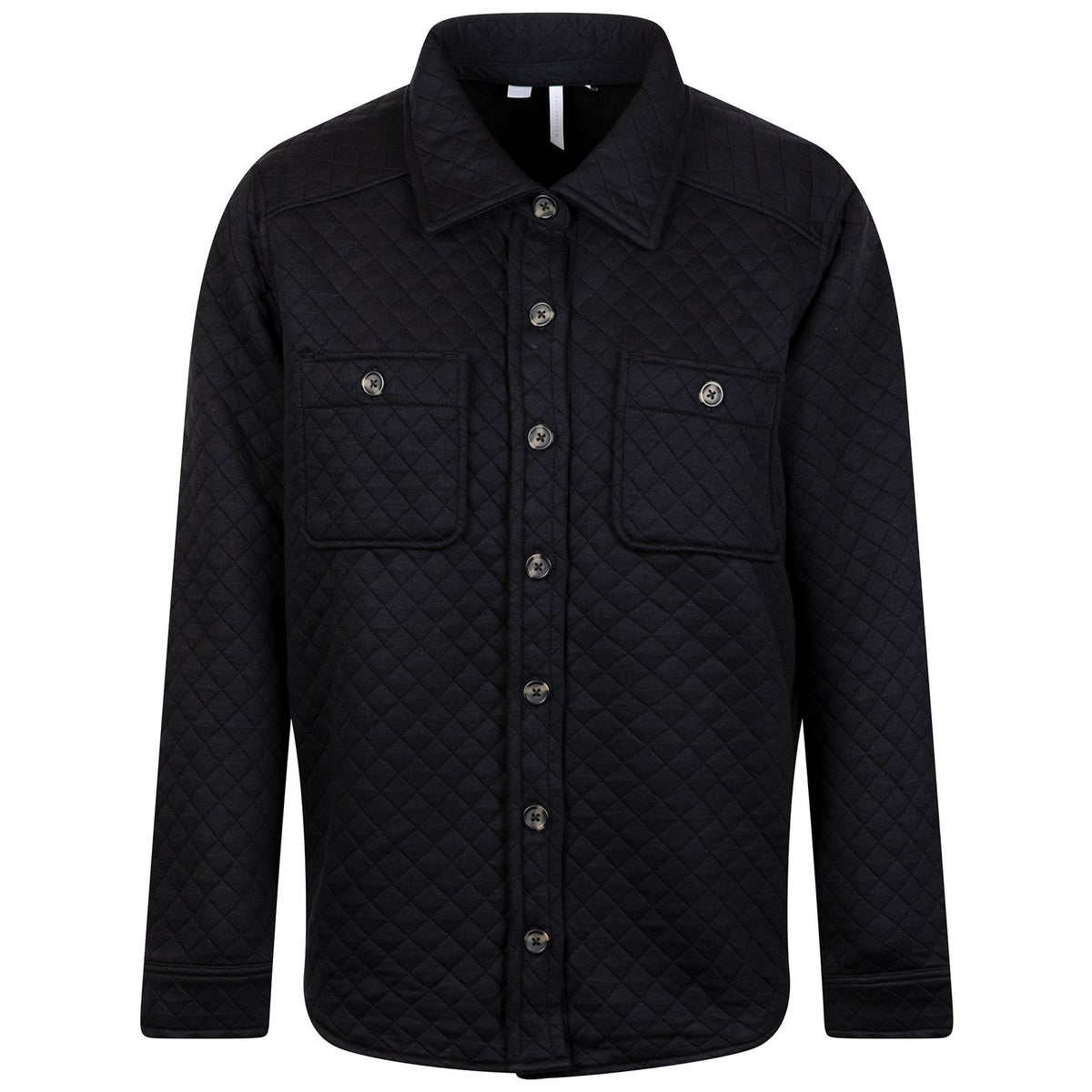 Womens Diamond Quilted Shacket Black
