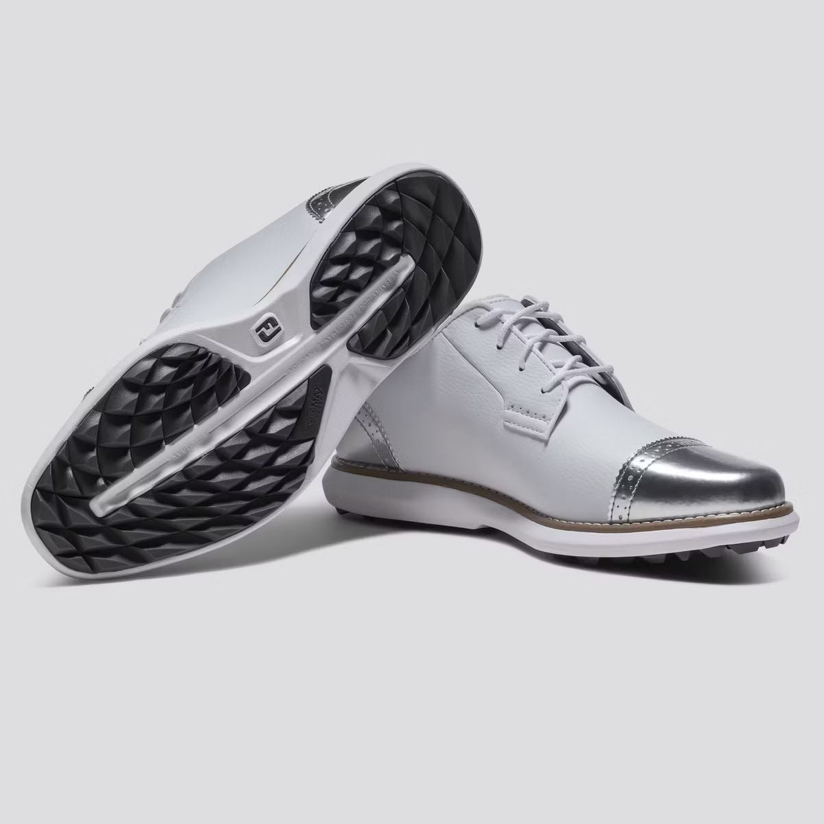 Womens Traditions Spikeless Laced Golf Shoes White/Silver