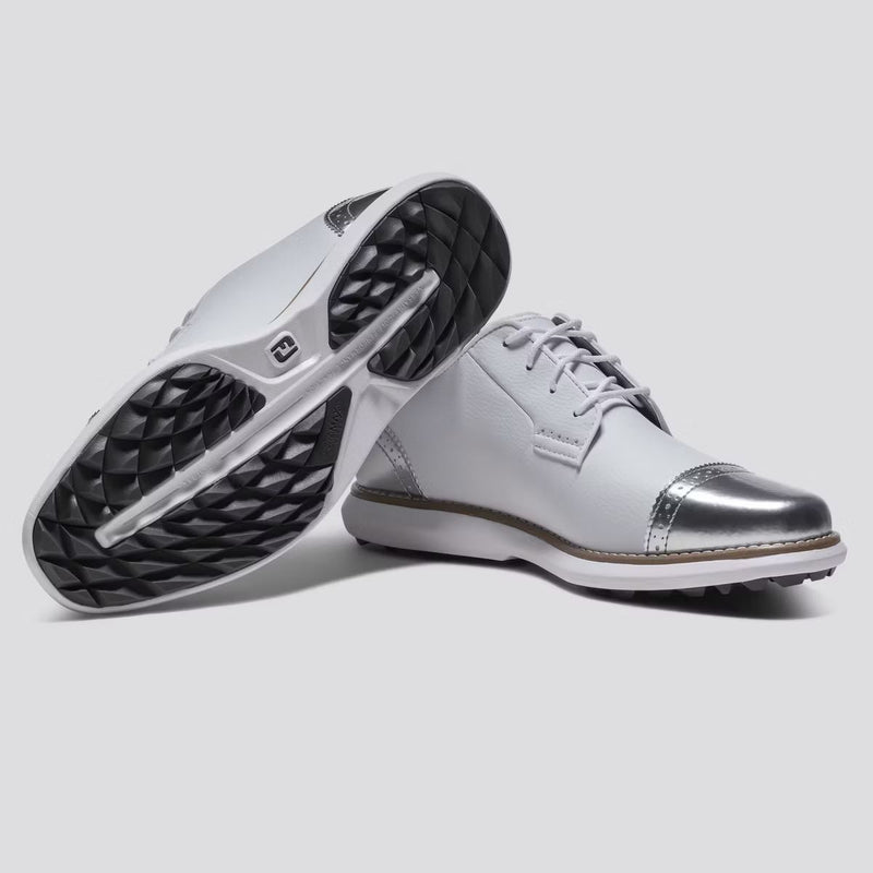 Womens Traditions Spikeless Laced Golf Shoes White/Silver