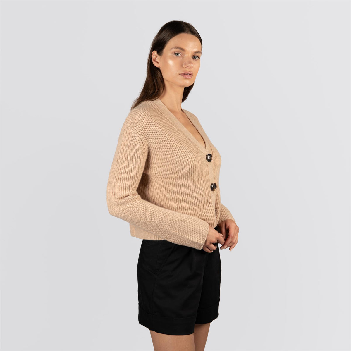 Womens Emily Cashmere Cardigan Sand Heather