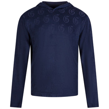 Greyson ネイビー 総柄トレーナー M（L） Greyson Old English G Jacquard Terry Hoodie Maltese Blue