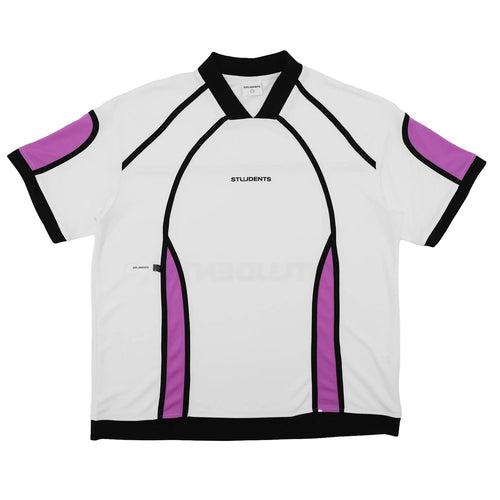 Neville Mesh Jersey Polo White/Purple - SS25