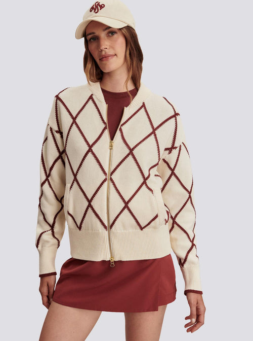 Womens Nile Diamond Knit Jacket Ivory/Port