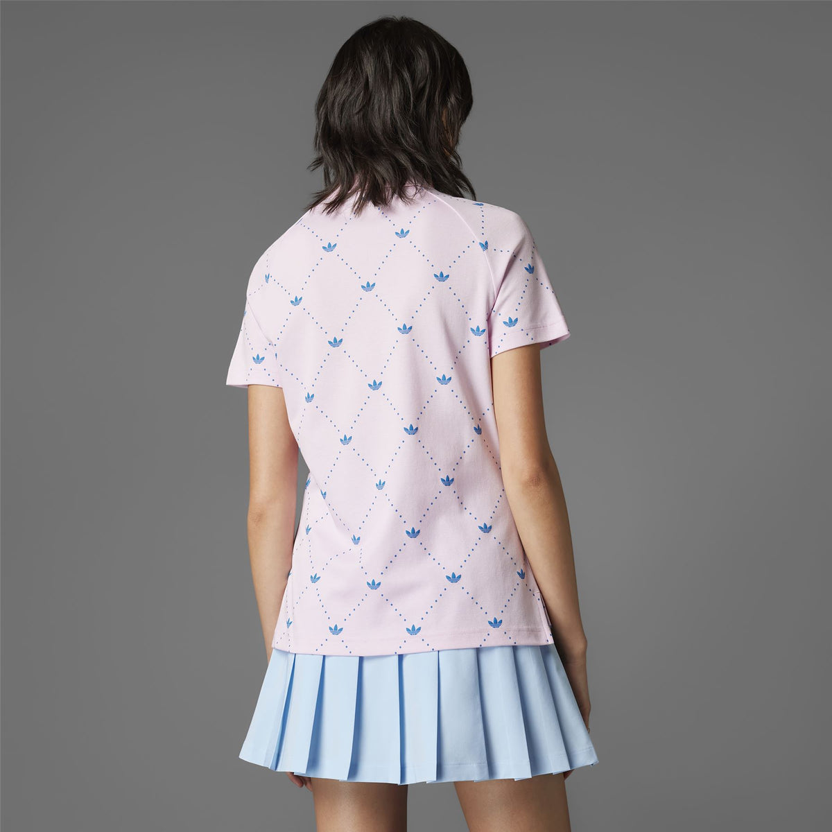 Womens Printed Trefoil Polo Clear Pink/Bluebird