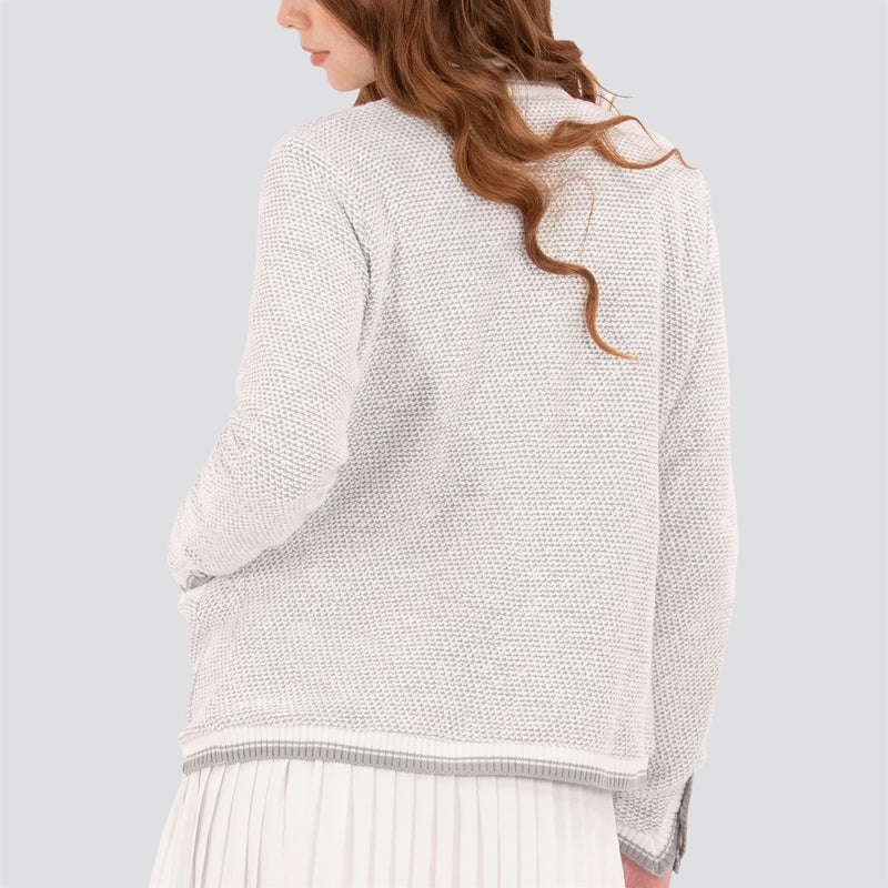 Womens Boucle Knit Jacket White/Grey