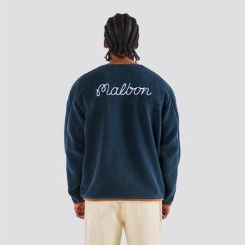 Malbon Hudson Sherpa Crewneck Sweater Navy | TRENDYGOLF USA