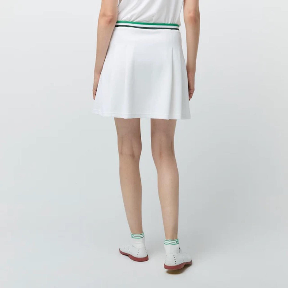 Womens Striped Airloft Pleated Skirt White/Sport Green