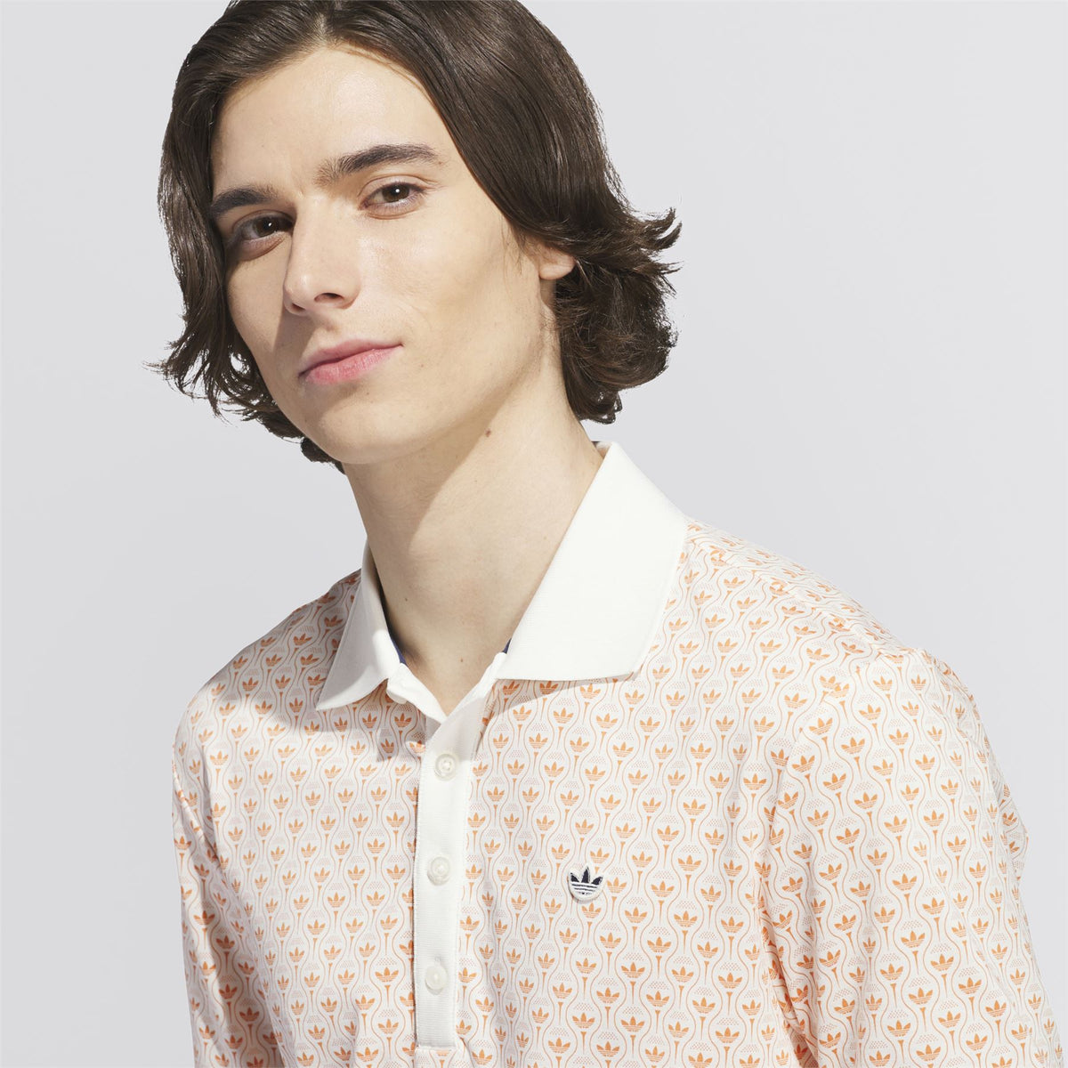 Originals All Over Trefoil Polo Chalk White/Dusky Orange
