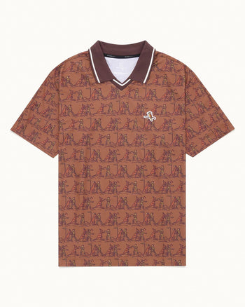 Walker Golf Things Knockout V Polo Brown | TRENDYGOLF USA