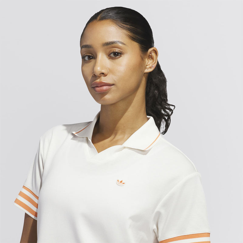 Womens Originals 3-Stripe Polo Chalk White/Dusky Orange