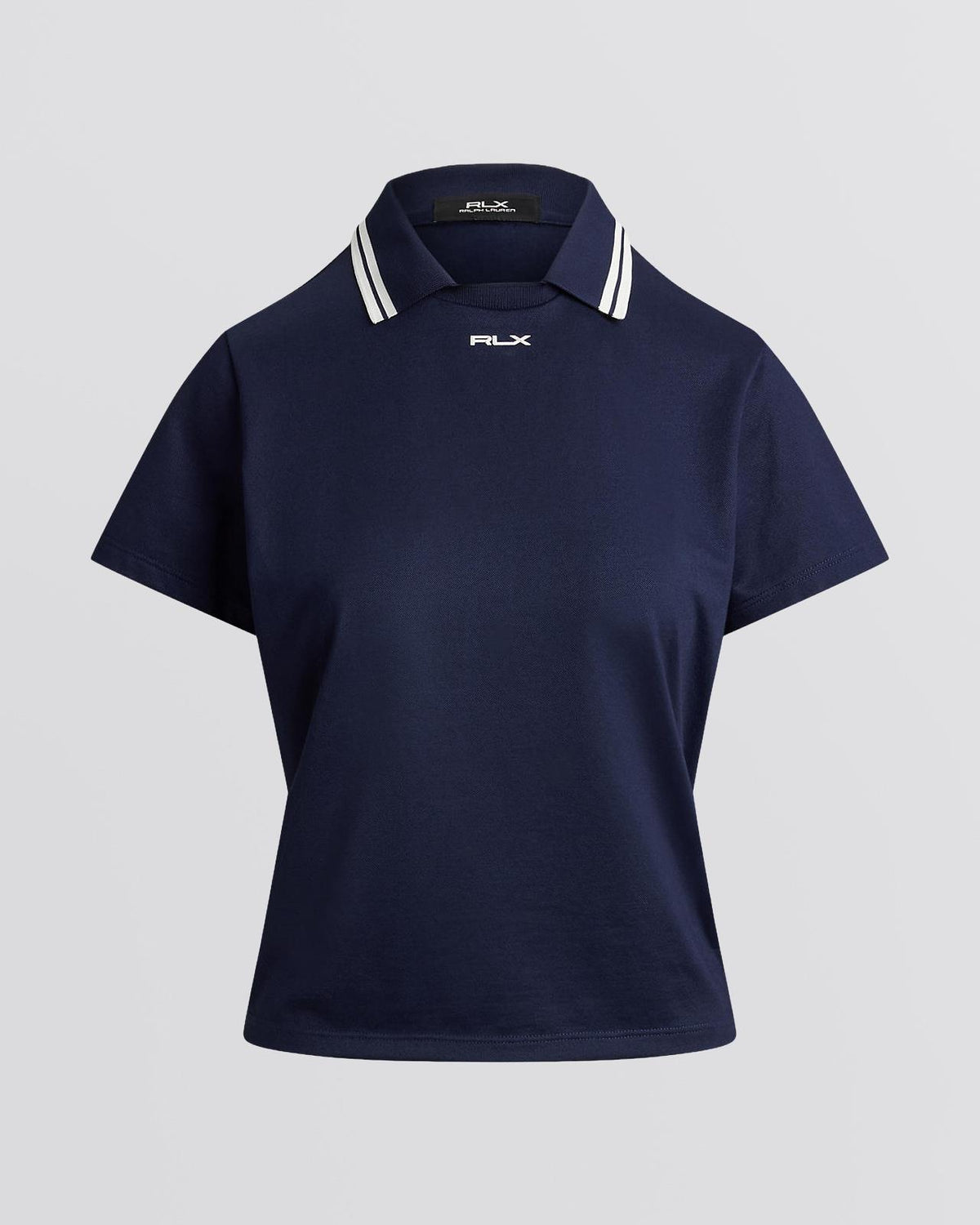 RLX Womens Jersey Layered Collar Polo Refined Navy/Ceramic White