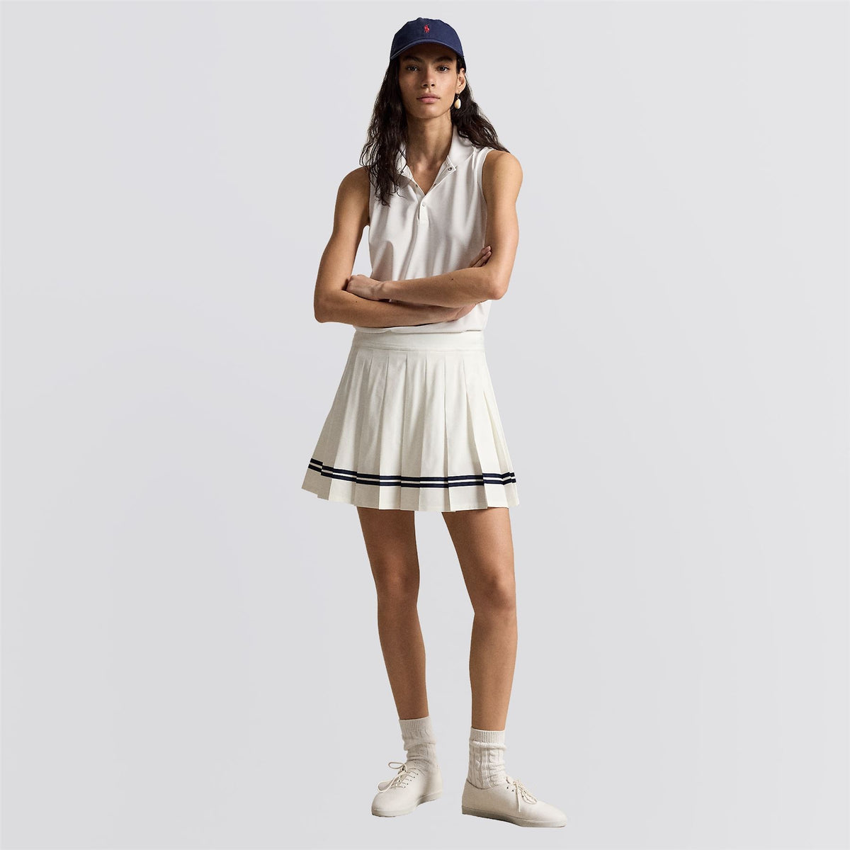 RLX Womens Four-Way Stretch Poly Skort Ceramic White/Refined Navy