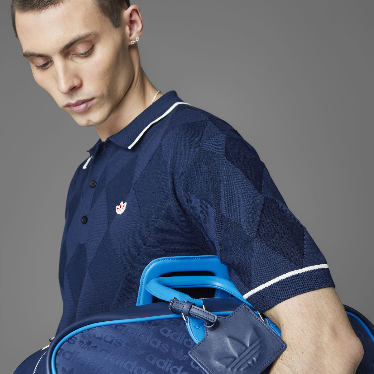 Argyle Knit Polo Night Indigo