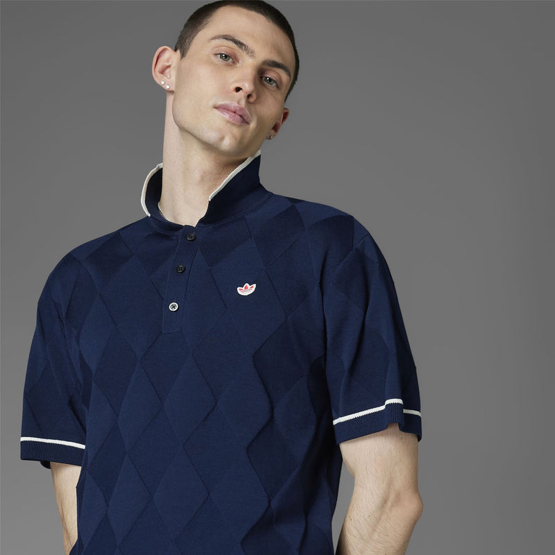 Argyle Knit Polo Night Indigo