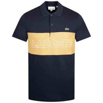 Regular Fit Stretch Pique Colorblock Polo Navy Blue/Beige - SS24