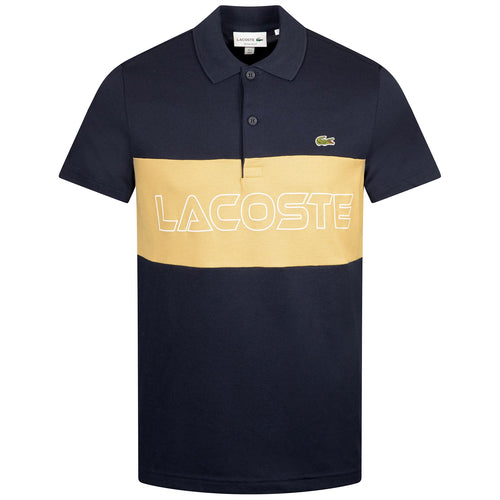 Regular Fit Stretch Pique Colorblock Polo Navy Blue/Beige - SS24