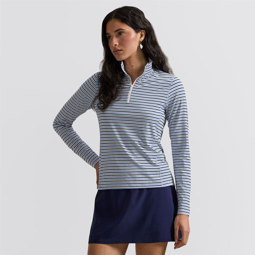 RLX Womens Peached Jersey Half Zip Pullover Refined Navy/Ceramic White/Blue Mist