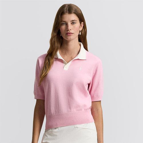 RLX Womens Cotton Blend Sweater Polo Light Pink/White Splash