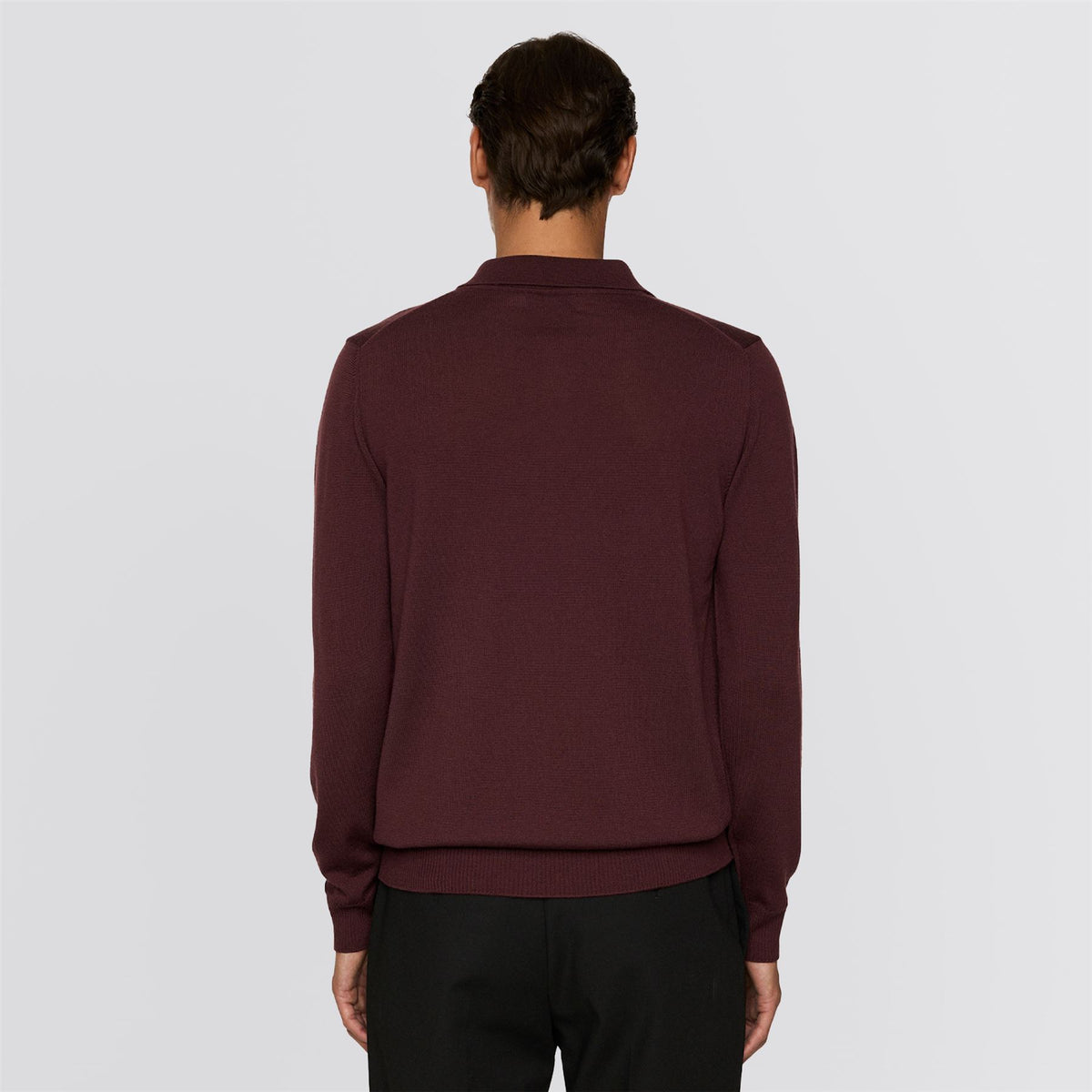 Kai Knitted Merino Polo Huckleberry