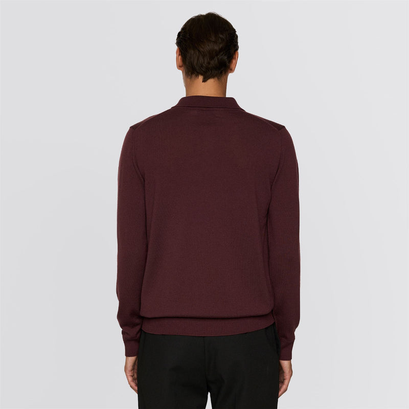 Kai Knitted Merino Polo Huckleberry