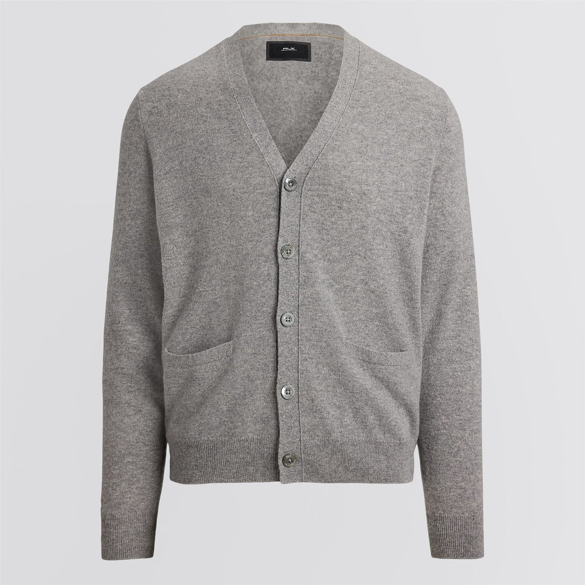RLX Suede Patch Cashmere Cardigan Fawn Gray Heather