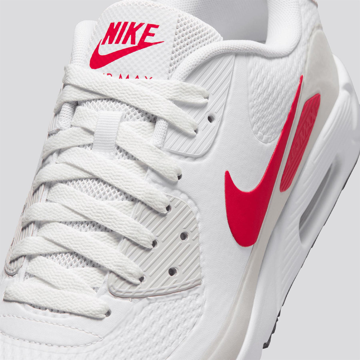 Air Max 90 G Golf Shoes Wht/Fire Red-Lt. Orewood