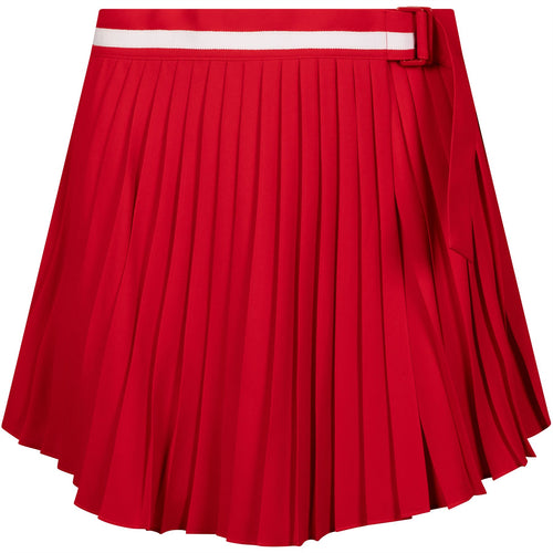 Womens Pleats Open Wrap Skirt Red - W23