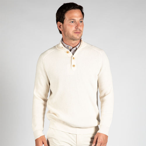 Brant Button Mock Neck Sweater Winter Ivory