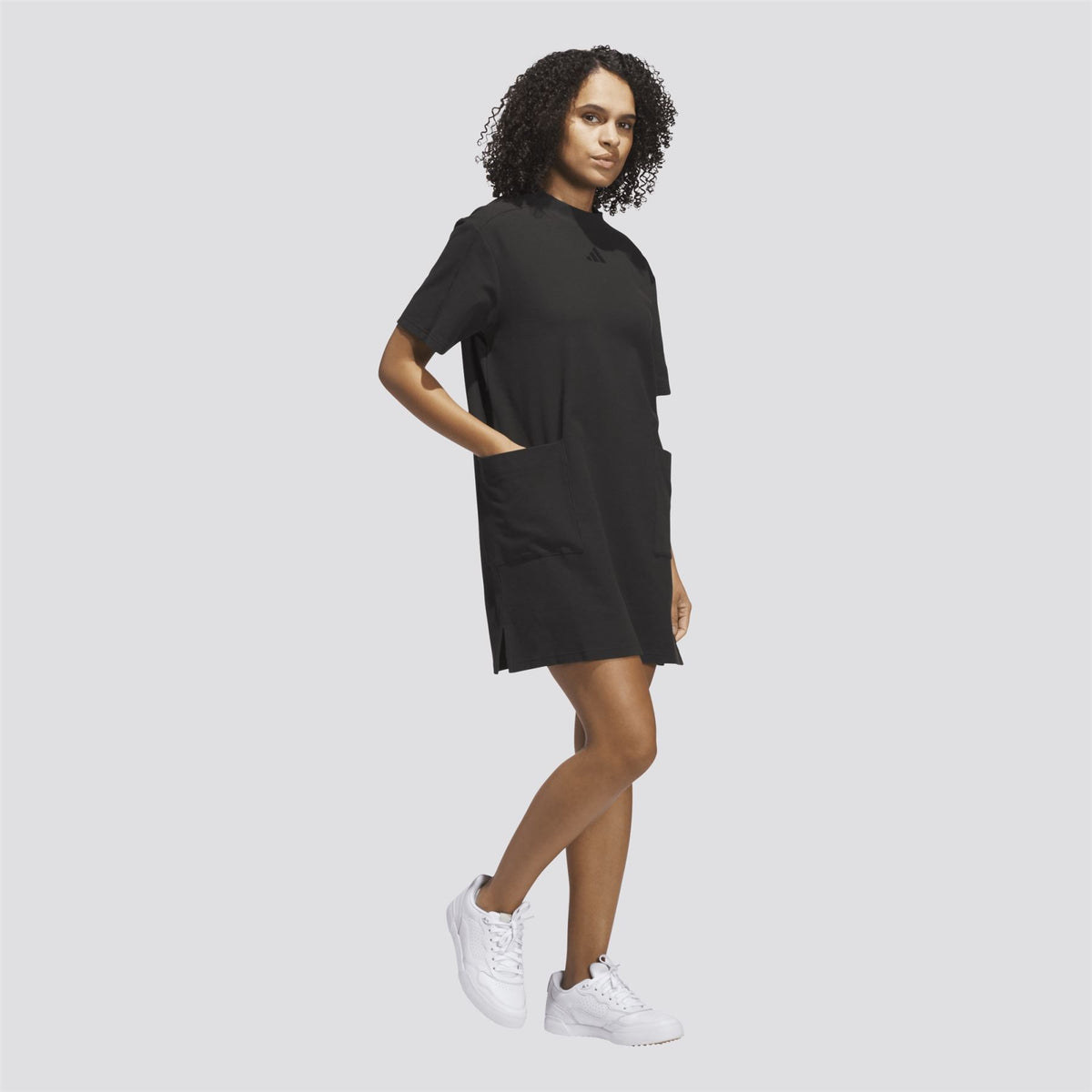 Womens Beyond The Course Loose Fit Mock Neck Dress Black