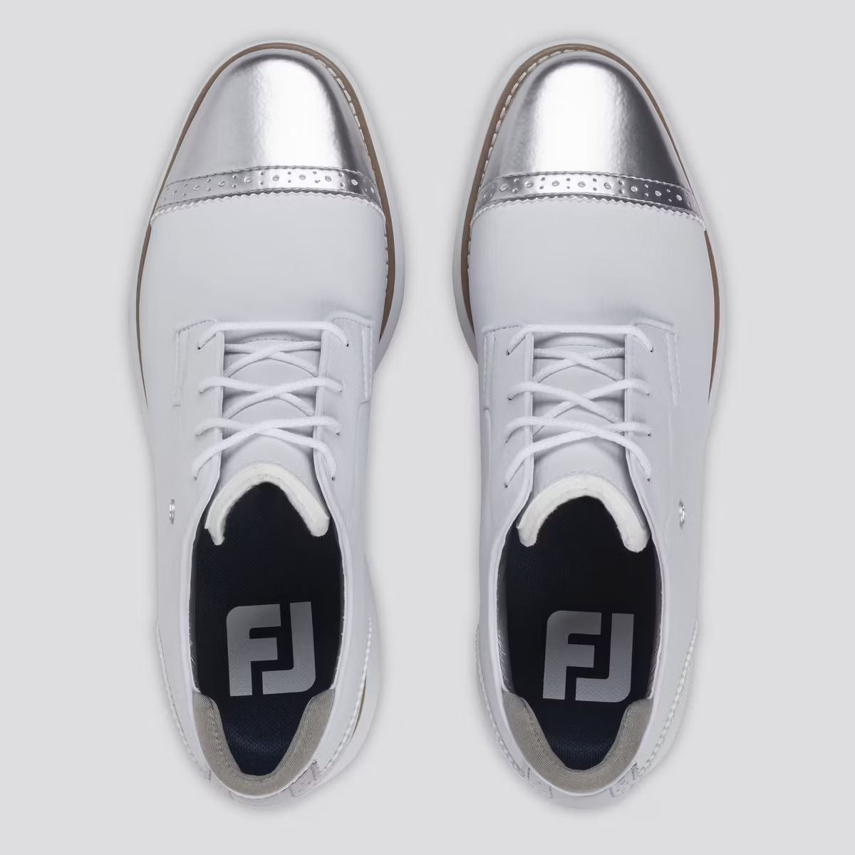 Womens Traditions Spikeless Laced Golf Shoes White/Silver