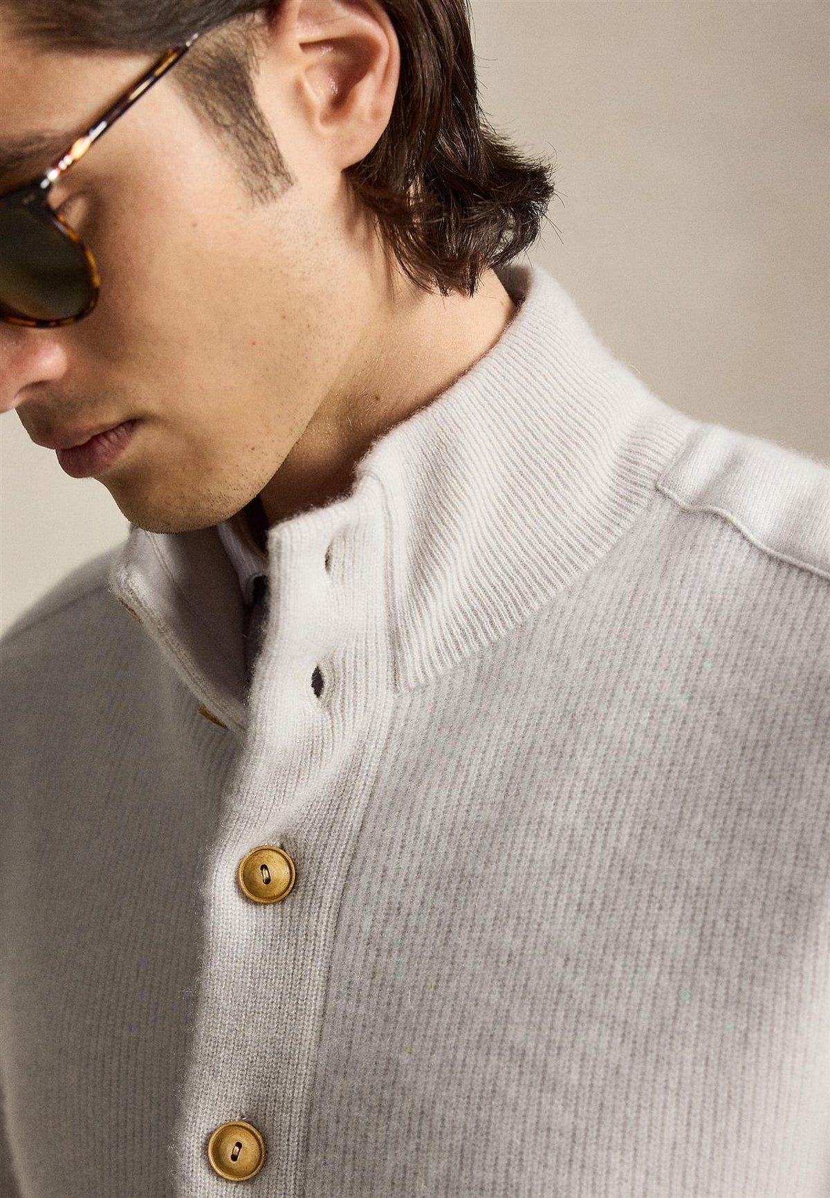 RLX Washable Cashmere Sweater Cardigan Stone Pebble