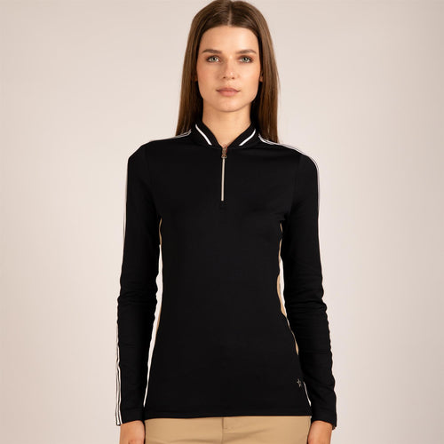 Womens The Monica LS Top Black/Khaki
