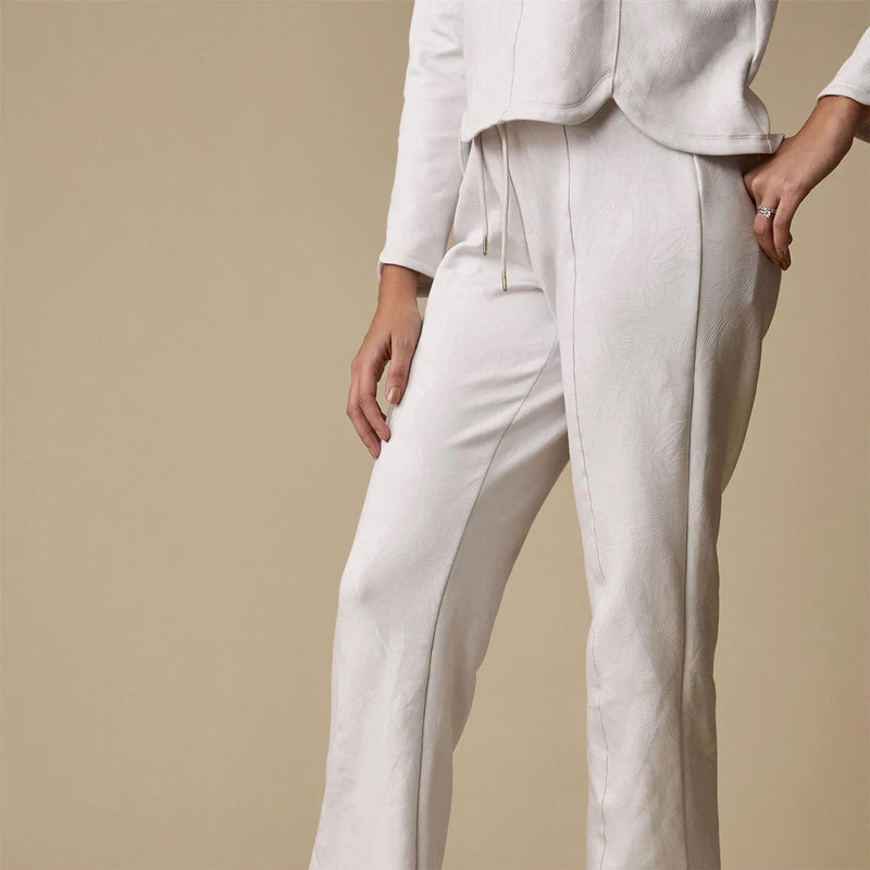 Womens Tulip Lounge Pants Cream Debossed Crane