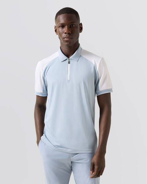 Fabius Zip Polo Shirt Blue Fog