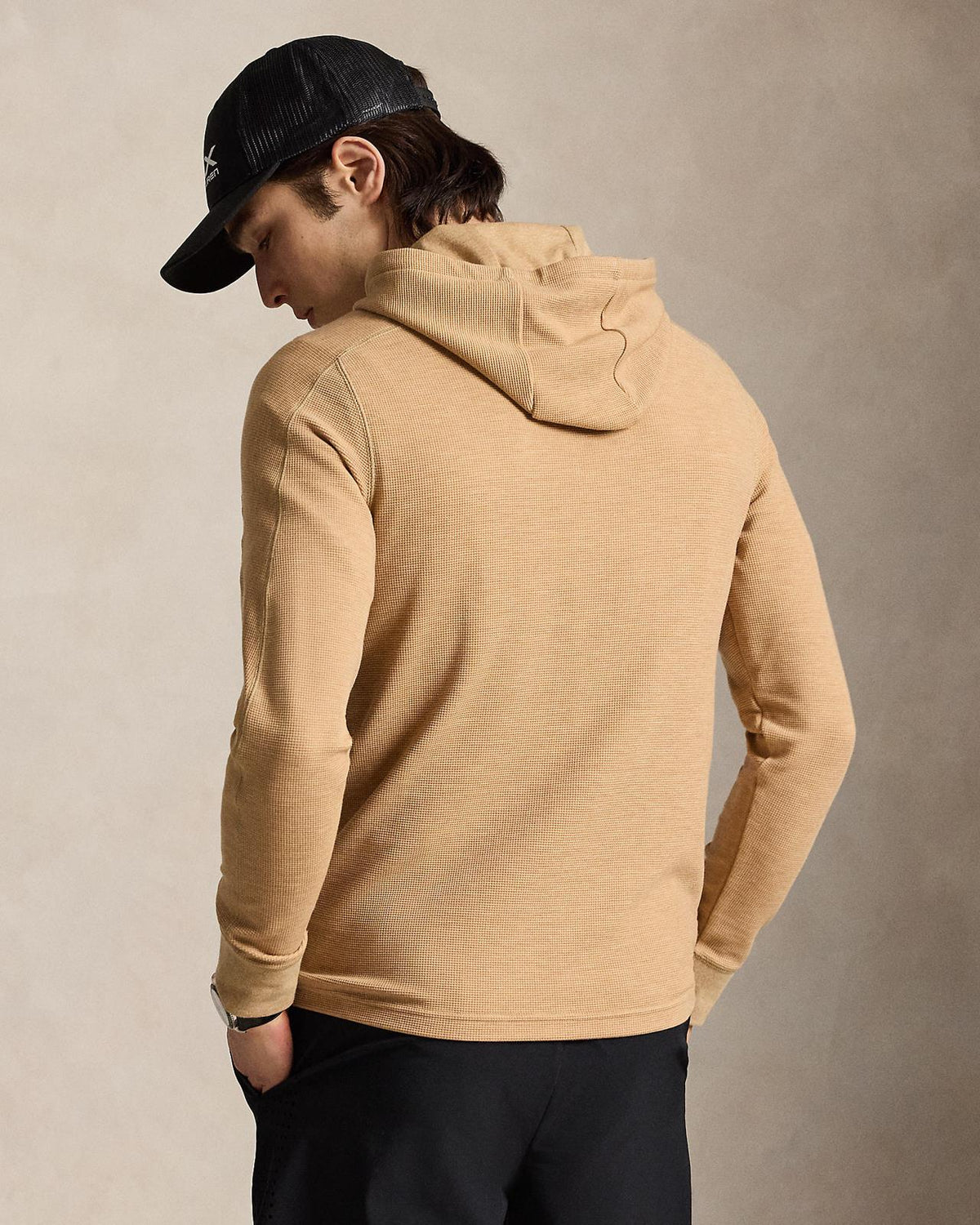 RLX Performance Tech Waffle Knit Hoodie Classic Camel Heather