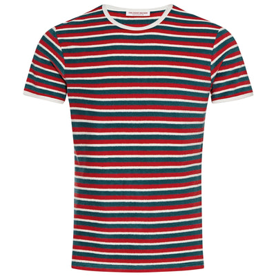 Sammy Towelling Stripe T-Shirt Summer Red/Marine Aqua - SS22