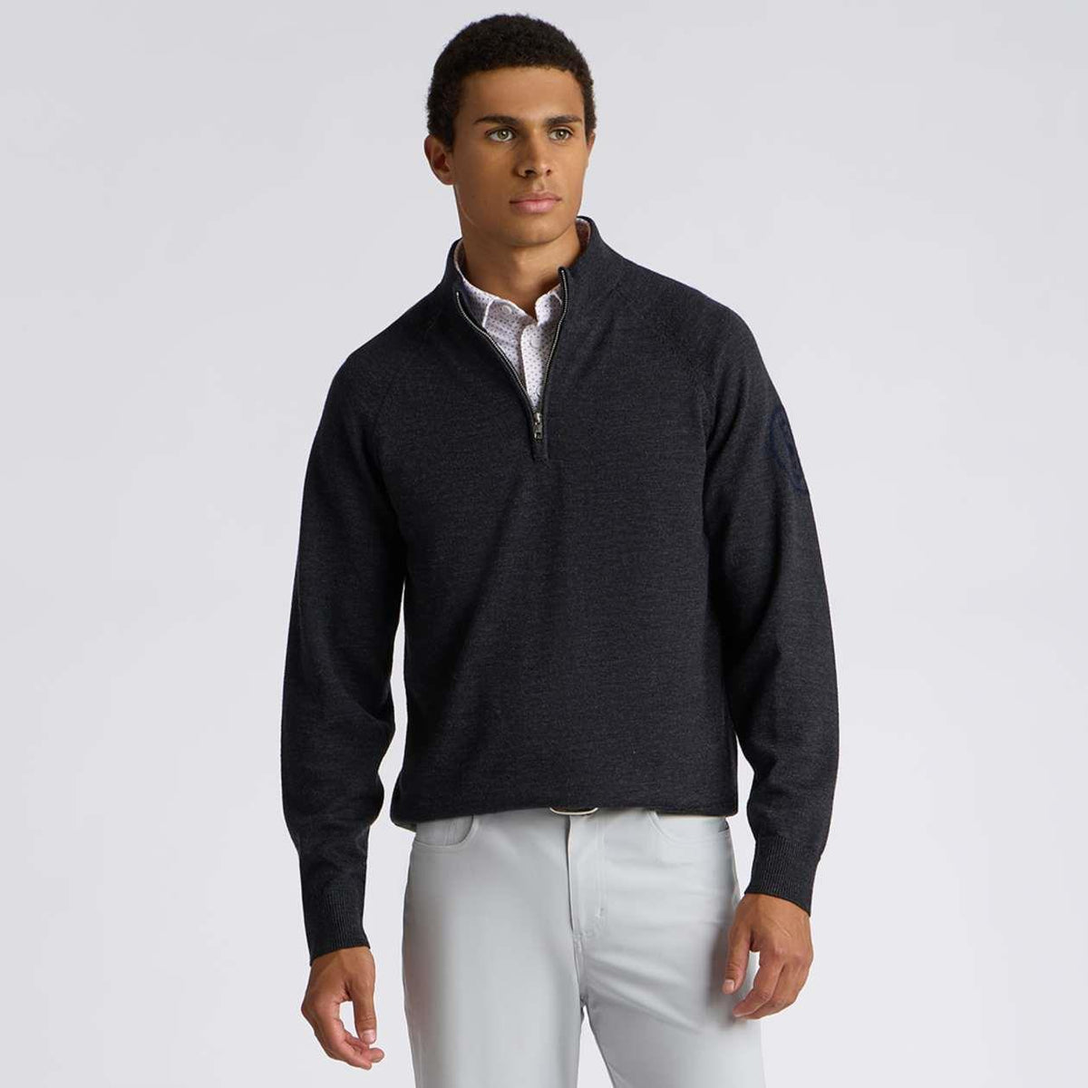 Circle G Merino Wool Quarter Zip Charcoal Melange/Twilight