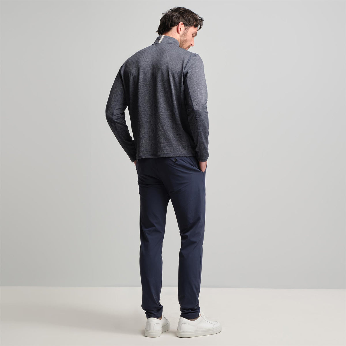 Palmer Performance Quarter-Zip Navy Herringbone