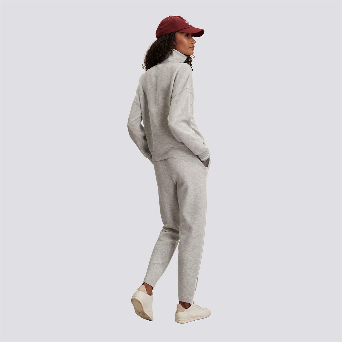 Womens Bertie Half Zip Sweat Light Grey Marl