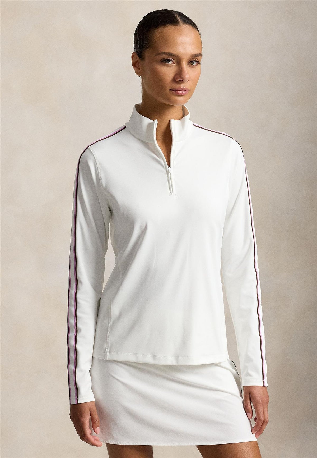 RLX Womens Powerstretch Jersey Pullover Crmcwht/Ptlprpl/Chcmse