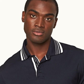Dominic Border Stripe Polo Night Iris