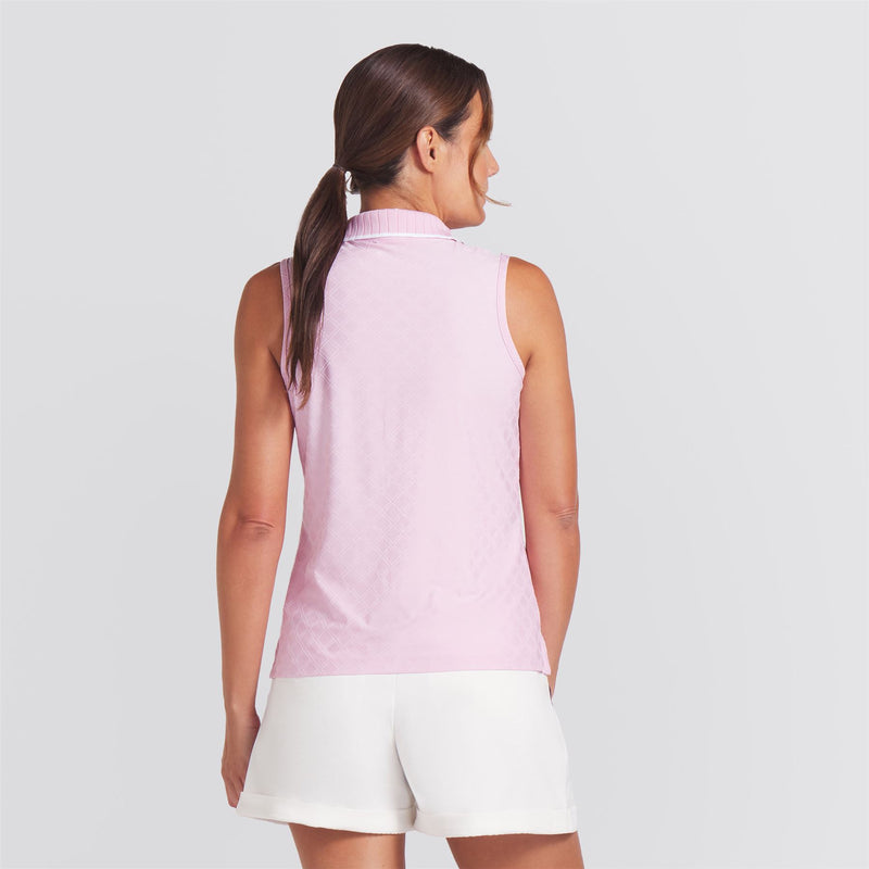 x AP Womens Jacquard SL Polo Pale Pink