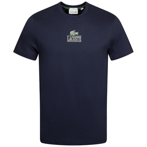 Regular Fit Cotton Jersey Branded T-Shirt Navy Blue - SS24