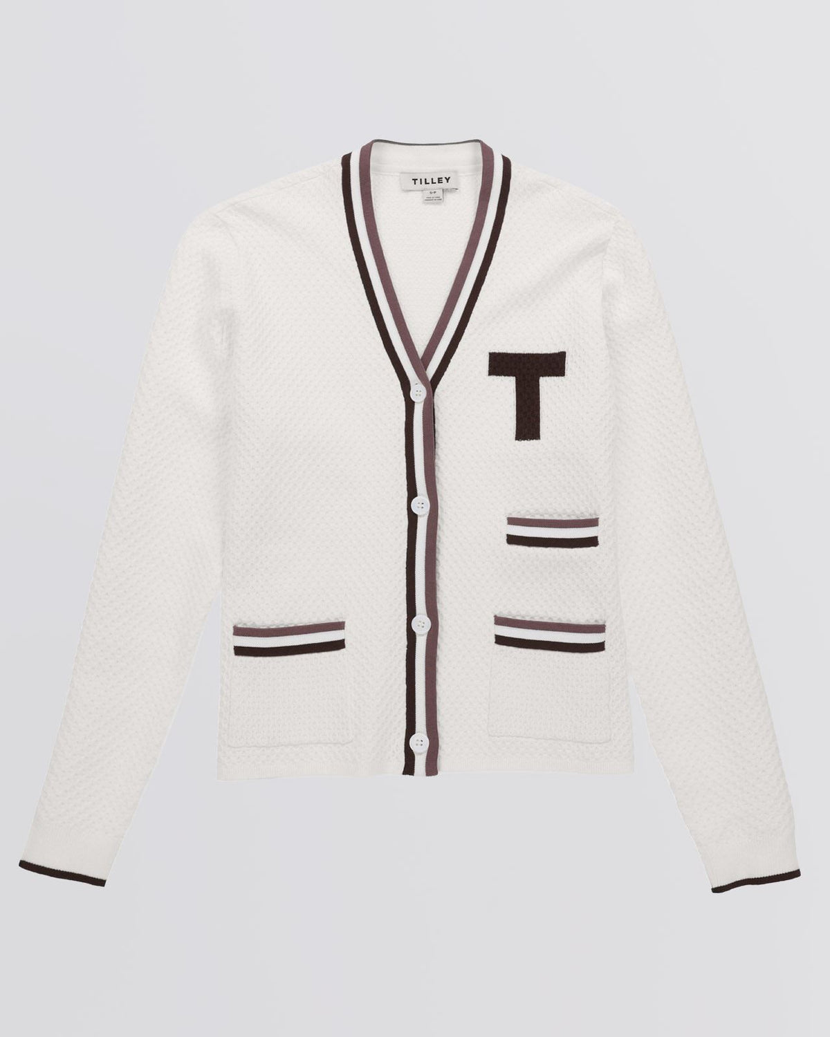 Womens T Cardigan Off White/Coffee/Toffee